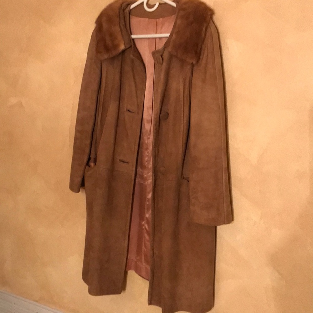 Vintage ‘50’s-60’s suede & fur mid length jacket